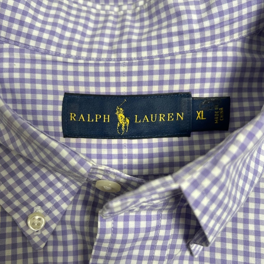 Ralph Lauren XL Men's Lavender Gingham Check Button Down Long Sleeve Shirt - Picture 4 of 9